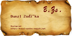 Bunzl Zsóka névjegykártya